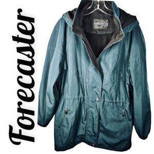 FORECASTER SPORT VTG 90s TRENCHCOAT LINER HOOD COASTAL‎ GRANDMA BEACHY, MEDIUM